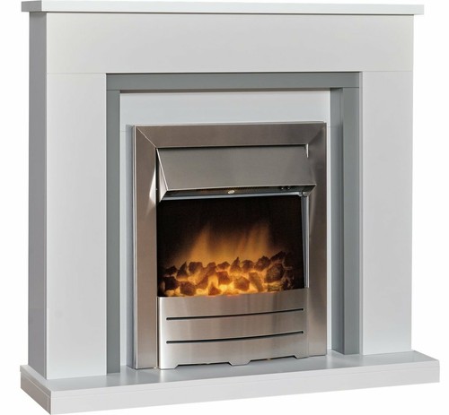 Electric fire white grey - fire,