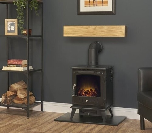 Black electric stove fire oak - electric,