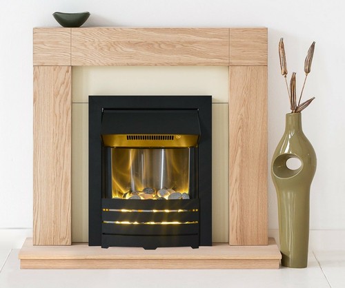 Electric fire oak fireplace - fire,