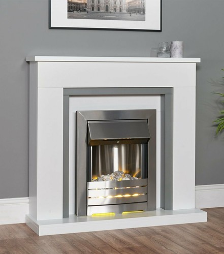 Electric fire white grey - electric,