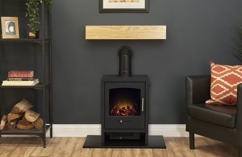 Black electric stove - black, oak