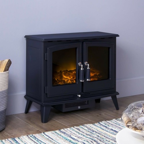 Black electric stove fire - electric,