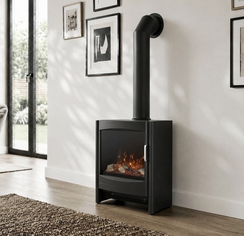 Black electric stove - electric, fire