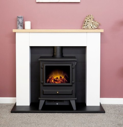 Electric fire stove oak white - fire,