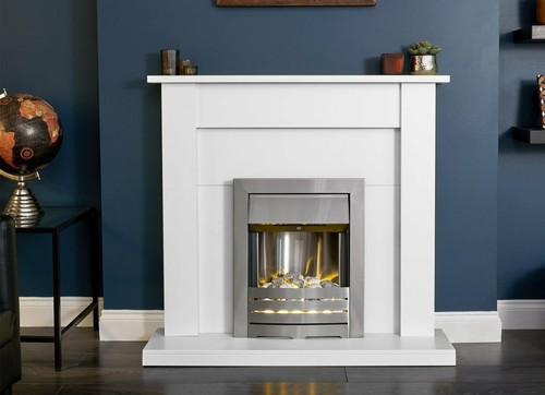 Electric fire white fireplace - white,