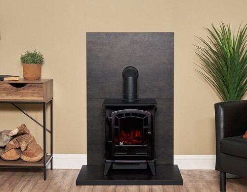 Black electric stove log - log, fire