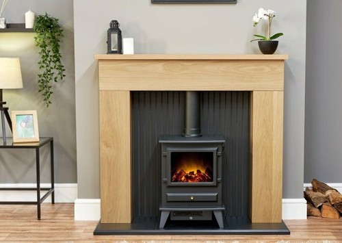 Electric fire stove oak - stove, mantle