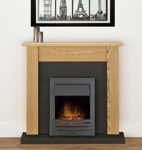 Electric fire oak fireplace - fire,