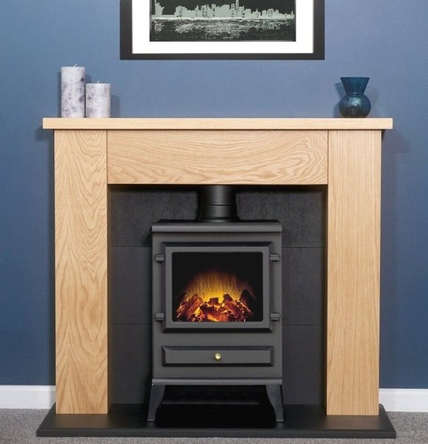 Electric fire stove oak - stove, mantle