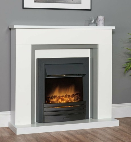 Electric fire white grey - fire,